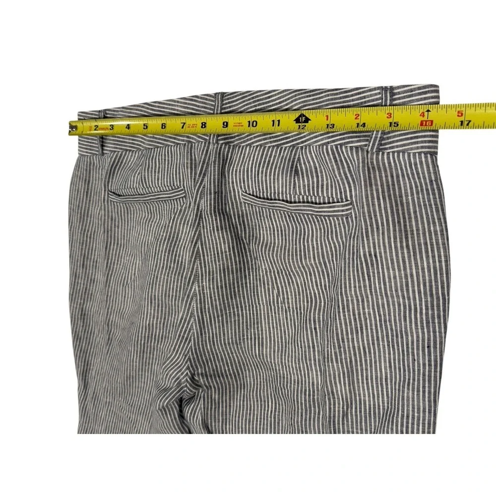 Banana Republic Trouser No. 718 Martin Fit Pants Women Size 8L Blue White Linen